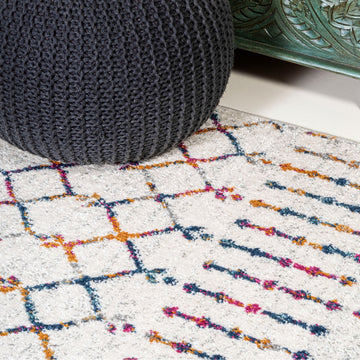 Moroccan Hype Boho Vintage Diamond Area Rug Cream/Multi